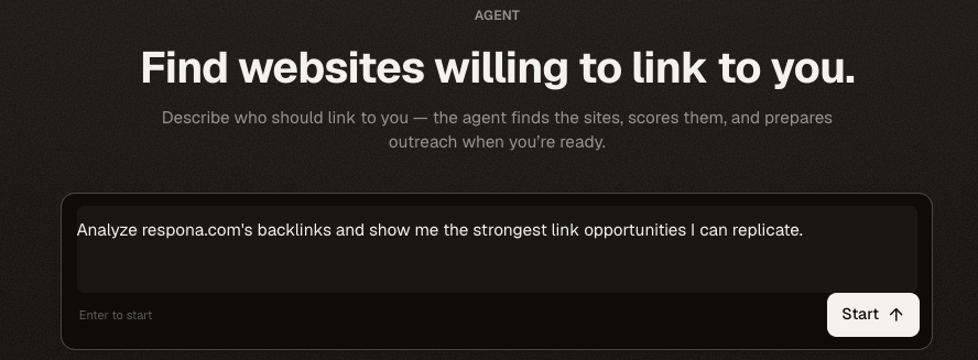AI Agent prompt asking to analyze a competitor's backlinks
